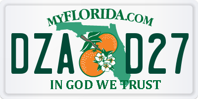 FL license plate DZAD27