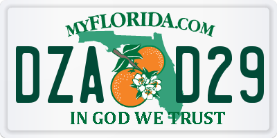 FL license plate DZAD29