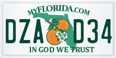 FL license plate DZAD34