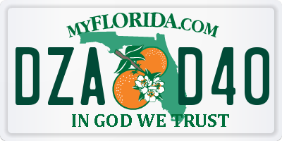FL license plate DZAD40
