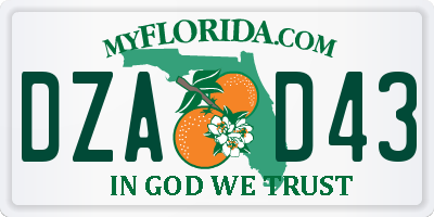 FL license plate DZAD43