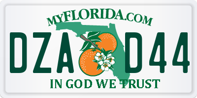 FL license plate DZAD44