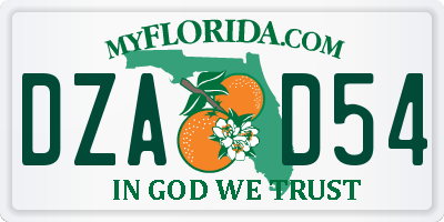 FL license plate DZAD54