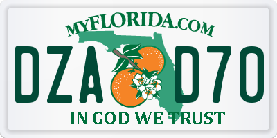 FL license plate DZAD70