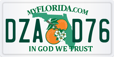 FL license plate DZAD76