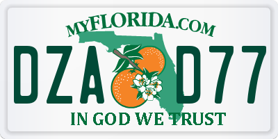 FL license plate DZAD77