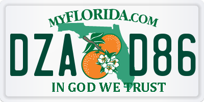 FL license plate DZAD86