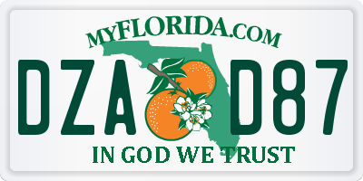FL license plate DZAD87