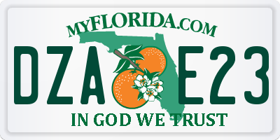 FL license plate DZAE23