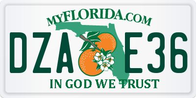 FL license plate DZAE36