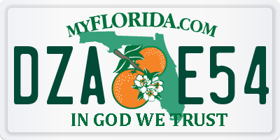 FL license plate DZAE54