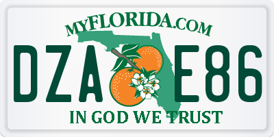 FL license plate DZAE86