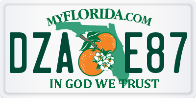 FL license plate DZAE87