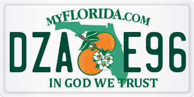 FL license plate DZAE96