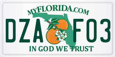 FL license plate DZAF03