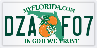 FL license plate DZAF07