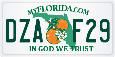 FL license plate DZAF29