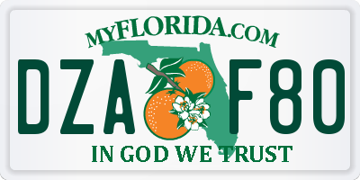 FL license plate DZAF80