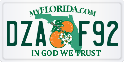 FL license plate DZAF92