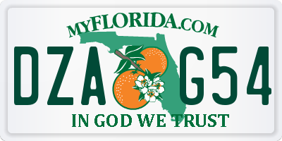 FL license plate DZAG54