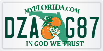 FL license plate DZAG87