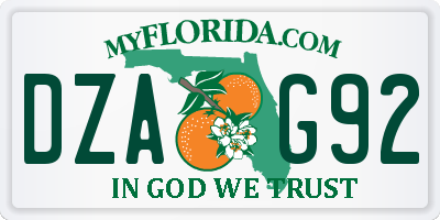 FL license plate DZAG92