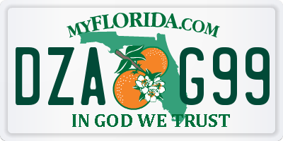 FL license plate DZAG99