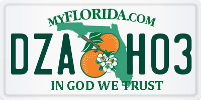 FL license plate DZAH03
