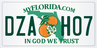 FL license plate DZAH07