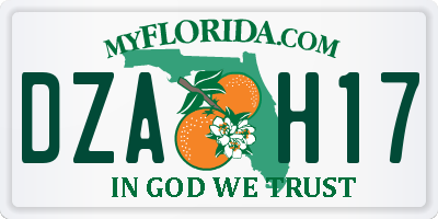 FL license plate DZAH17