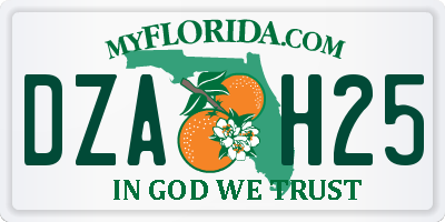FL license plate DZAH25