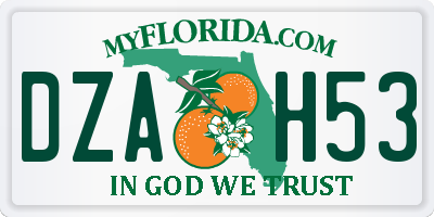 FL license plate DZAH53
