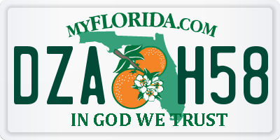 FL license plate DZAH58