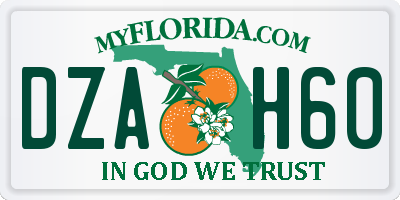 FL license plate DZAH60
