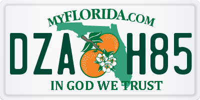 FL license plate DZAH85