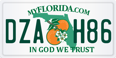FL license plate DZAH86