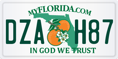 FL license plate DZAH87
