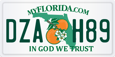 FL license plate DZAH89