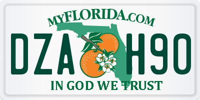 FL license plate DZAH90