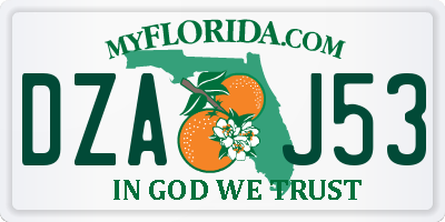 FL license plate DZAJ53