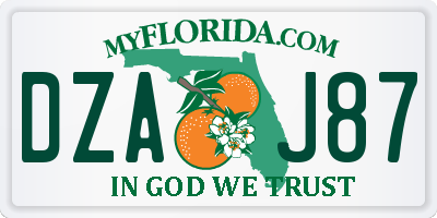 FL license plate DZAJ87