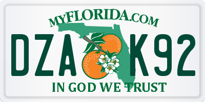 FL license plate DZAK92