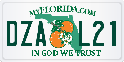 FL license plate DZAL21