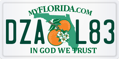 FL license plate DZAL83