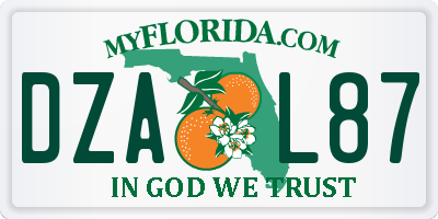 FL license plate DZAL87
