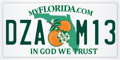 FL license plate DZAM13