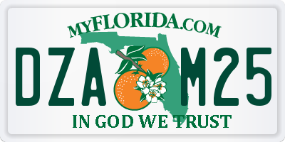 FL license plate DZAM25