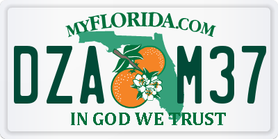 FL license plate DZAM37