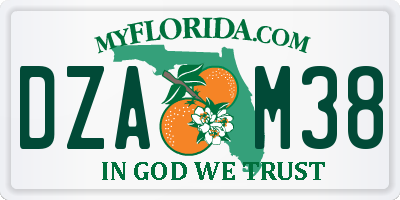 FL license plate DZAM38
