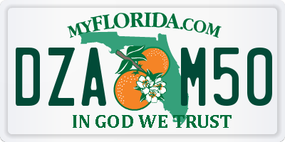 FL license plate DZAM50